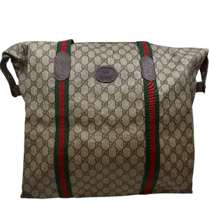 Gucci GG Supreme Web Stripe Beige Tote Bag